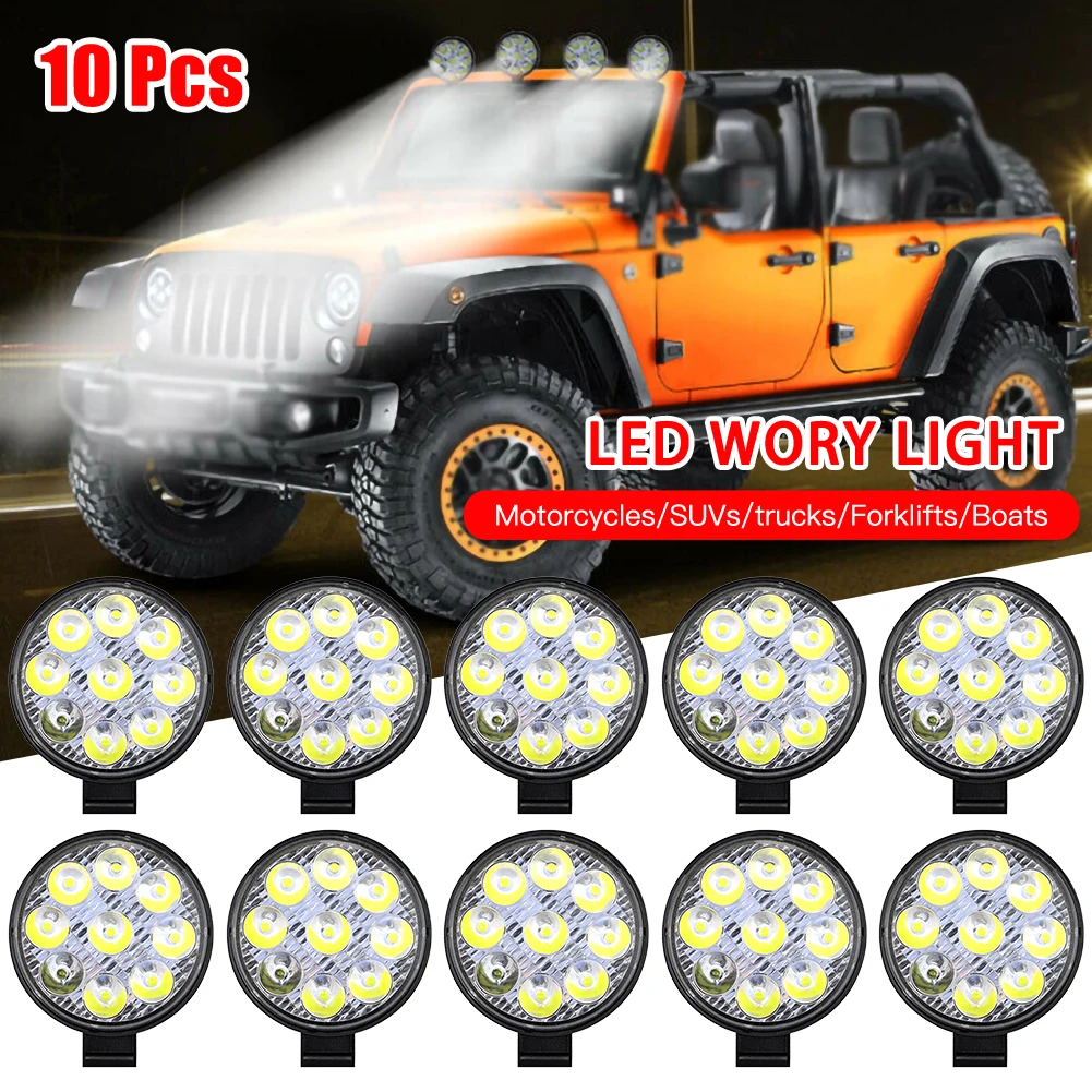 10x 4inch 27W Round LED Work Lights Pods SPOT Beam Offroad Fog Driving Light 12V 