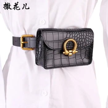 

Belt bag women Waist bag Fashion Solid PU belt Match clothes