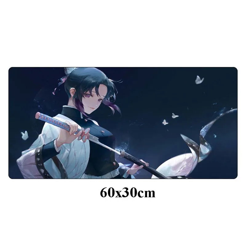 Большой игровой коврик для мыши 60x30 см в стиле аниме Demon Slayer Kimetsu no Yaiba, игровой коврик для мыши для геймера, фиксирующий край, Otaku, компьютерный коврик для ноутбука - Цвет: Красный