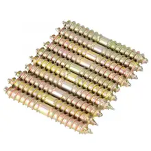 

10pcs 6*50mm Zinc plating Dowel Iron Screw Woodworking Furniture Connector Double Ended Screw iron screw Nut Bolts Fasteners Hot
