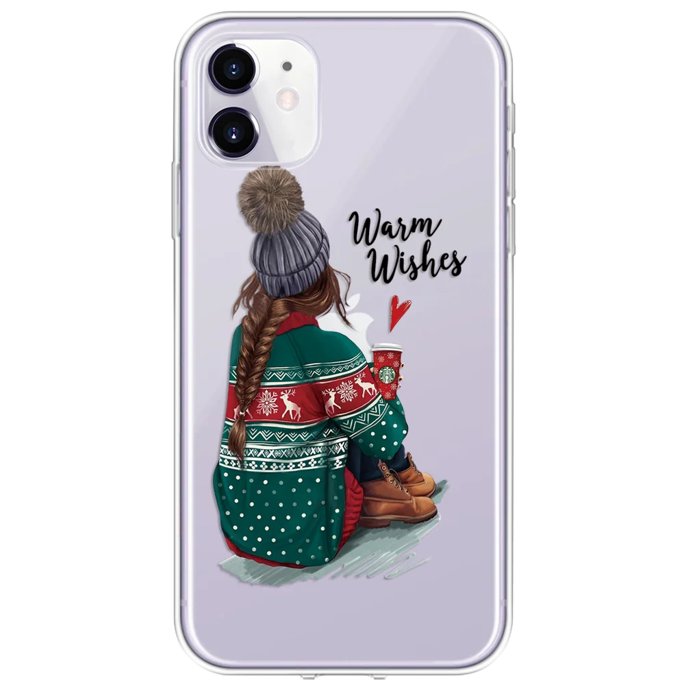 0csdqium Merry Christmas Черный Коричневый чехол для девочки супер мама для TPU iPhone 11 Pro Max XR XS X XS Max 6 5se 7 8 Plus чехол новогодний чехол - Цвет: 0csdqium