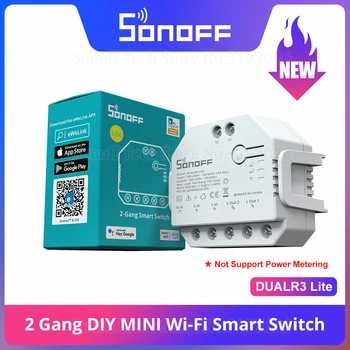 SONOFF-Módulo de relé DUAL R3 Lite, miniinterruptor inteligente, Control de 2 vías, sincronización a través de eWeLink, Alexa, Google Smart Home, DIY, 1-5 piezas 1