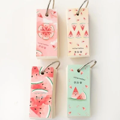 Фрукты бумага кактус записная книжка переплет кольцо легко флип флэш карты учеба