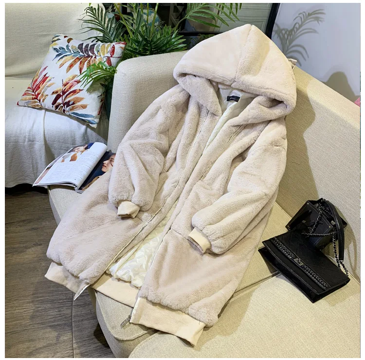 Зимняя теплая куртка с капюшоном большого размера, женское плотное длинное пальто, однотонное пальто из искусственного меха, женская повседневная меховая куртка из искусственного меха, верхняя одежда