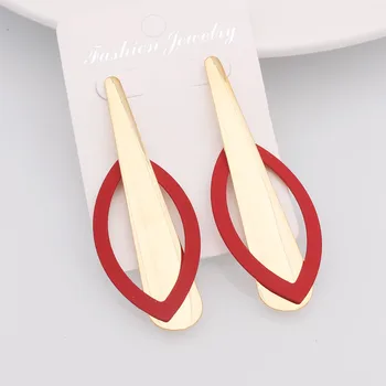 

Hollow Waterdrop Oval Spray Paint Geometric Metal Sequin Earrings For Women Korean Fashion Statement Earring Jewelry Brincos