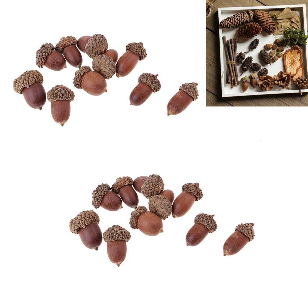 20Pcs Natural Mini Acorns Christmas Accents Home Xmas Festival Decorations Room Ornament Rustic Crafts