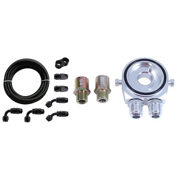 

1Pcs M20 X 1.5 10An Inlet Outlet Oil Filter Oil Pressure Gauge & 1 Set Braided 3/8 Fuel Line 10An Oil/Fuel Hose End Hose