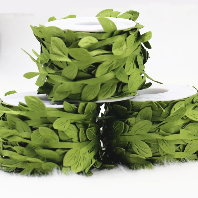 Шелковая гирлянда в форме листьев ручной работы 10 метров искусственные зеленые