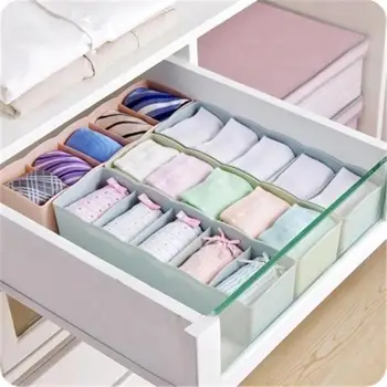 

5 lattices Socks Underwear Organizer PP Lingerie Storage Container Cosmetic Organizer Wardrobe Drawer Closet Box Random Color