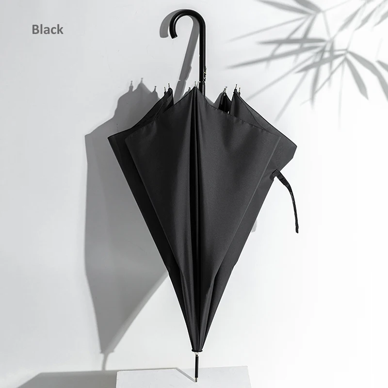 Парашютный ультра-светильник, длинный зонт от дождя для женщин, устойчивый к изгибу, автоматический зонт, 266 т, эпонж, ткань, зонт для гольфа, ветрозащитный, 7K - Цвет: black