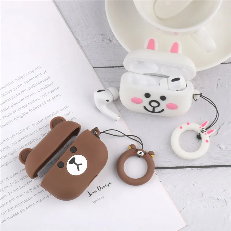Чехол s для Apple AirPods Pro, мягкие Мультяшные наушники в виде кролика чехол для AirPods Pro 3, чехол для зарядного устройства Airpods с кольцом