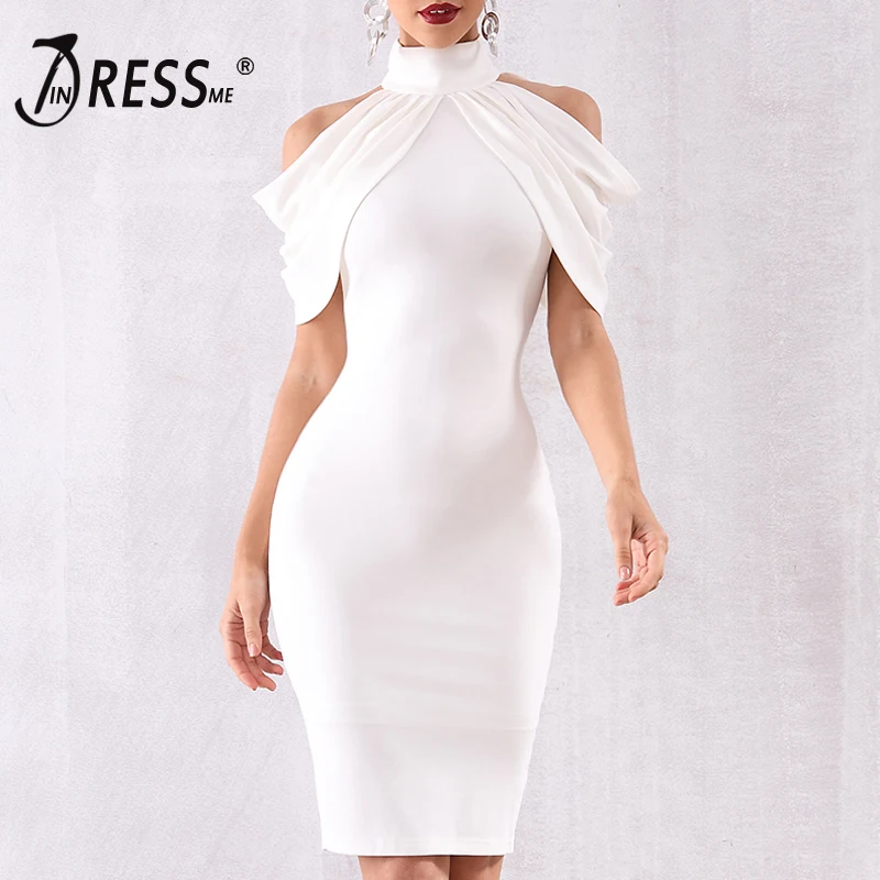 Женское платье с лямкой на шее INDRESSME облегающее вечернее открытыми плечами и