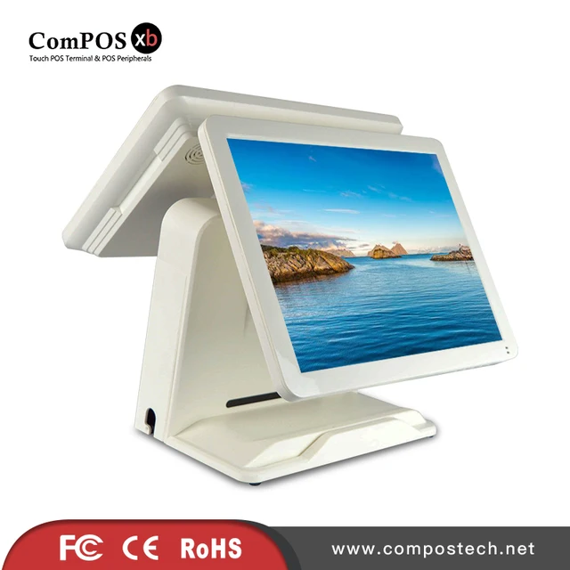 US $328.00 computer monitor supermarket pos hardware dual screen 15 inch resistive touch screen pos terminal c