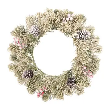 

Artificial Christmas Wreath Reusable Durable Flocking Decoration Garland for Indoor Outdoor