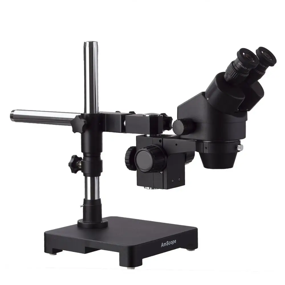 AmScope 3.5X-90X черный стерео зум микроскоп с одна рукоятка стрелы стенд с 80-светодиодный кольцевой свет