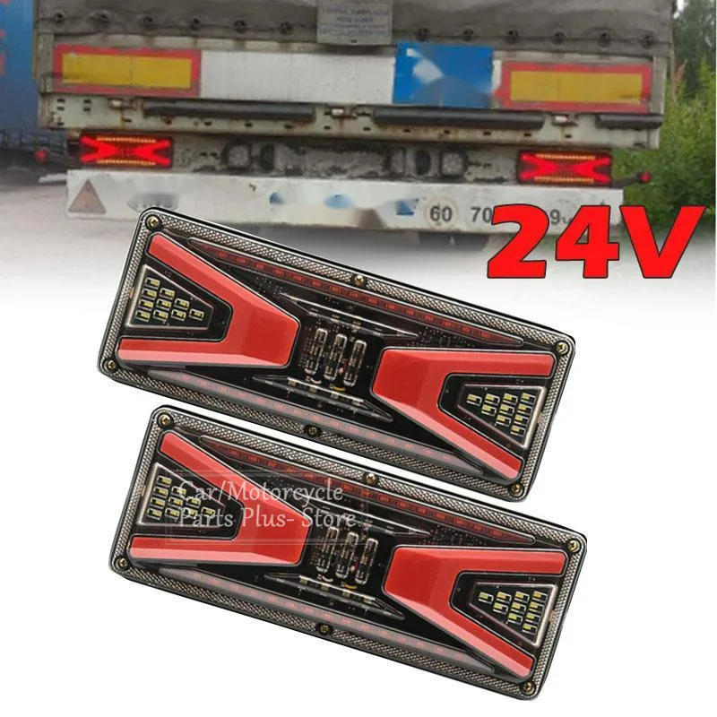 2pcs 24V Waterproof Truck LED Rear Tail Light Trailer Warning Lights