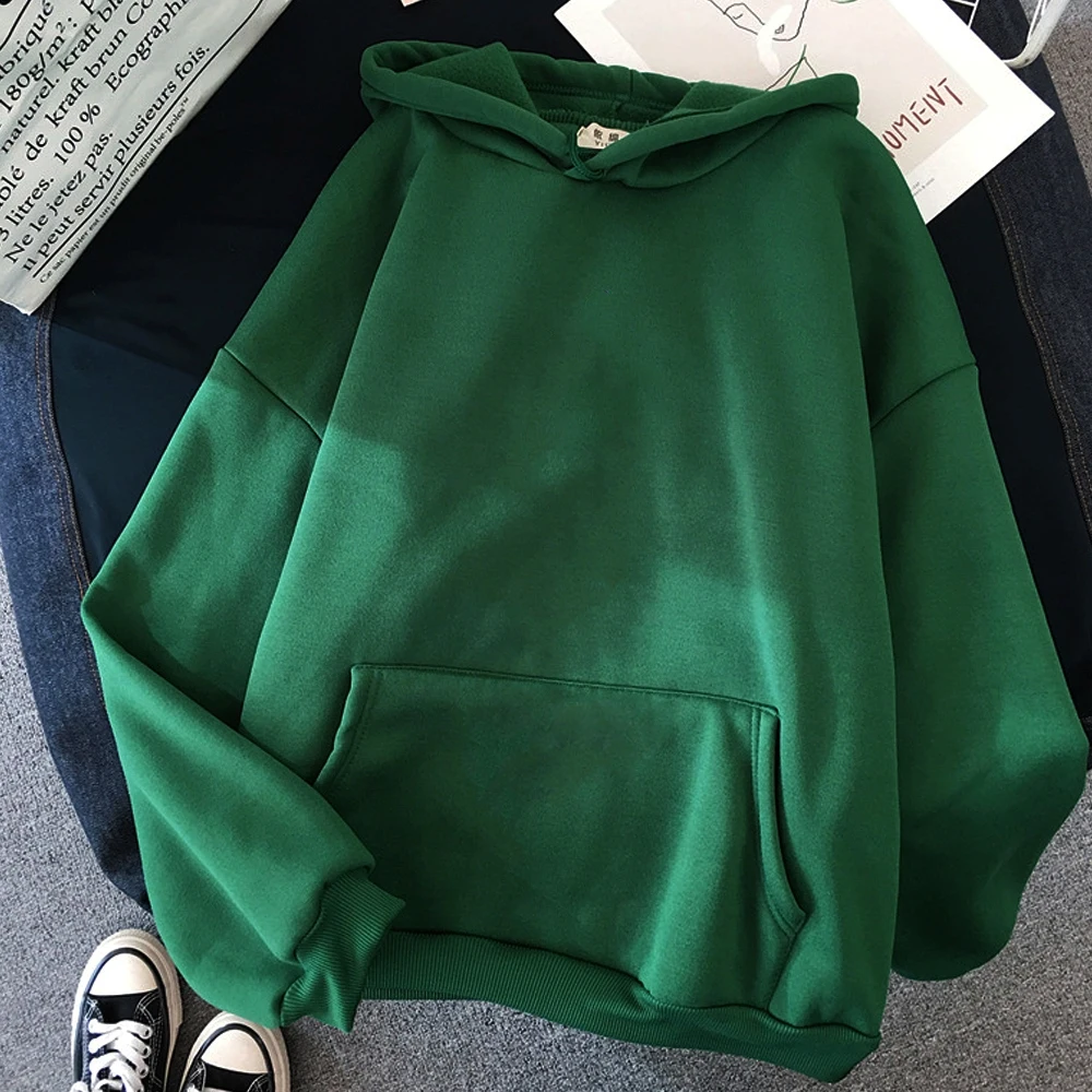 Solid Hoodies Sweatshirts Men Women Clothing Polyester Long Sleeve Tops Loose Pocket Sweatshirt 2021 Men's Casual Pullover