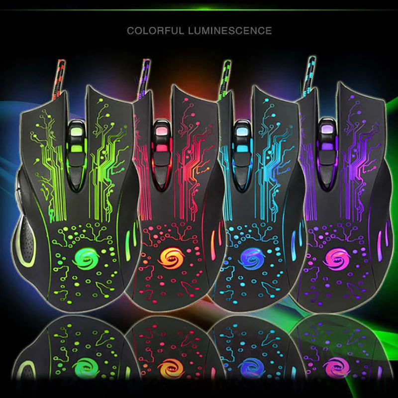 K1013 игровая мышь 3200 dpi, 6 кнопок, USB, профессиональная оптическая проводная мышь, цветная подсветка, офисные Мыши для ПК, ноутбука, компьютера