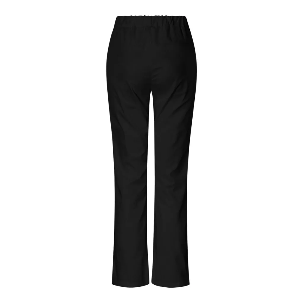 Plus Size Nurse Uniform Flare Leg Pant With Pocket Ladies Loose Work Clothes Summer Women Pants Solid Clinic Uniforms A50