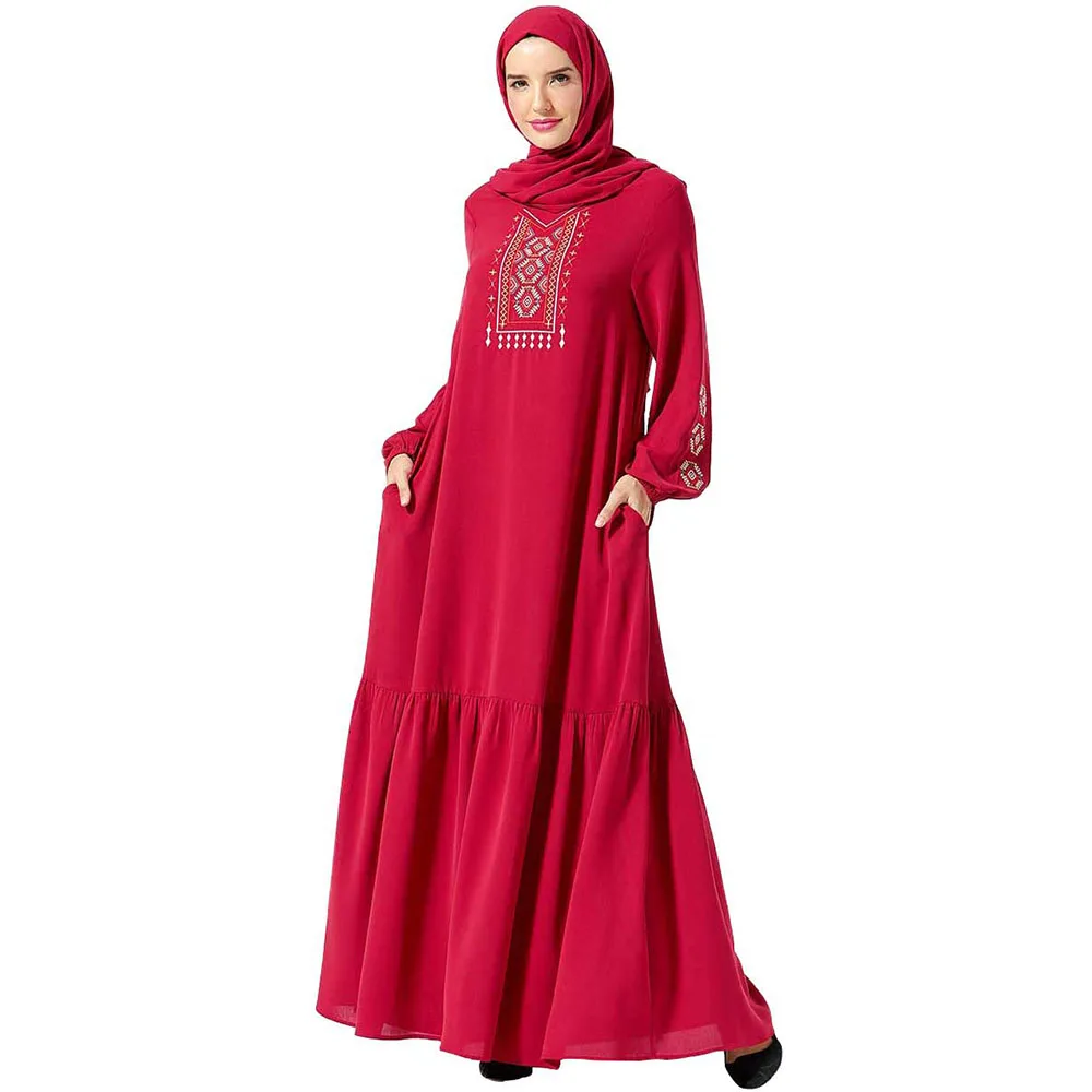 Islamic Clothing Abayas Kimono Dubai Muslim Dress NO Hijab Embroidery Kaftan Arab Turkish Robe Oversize Autumn Party Formal