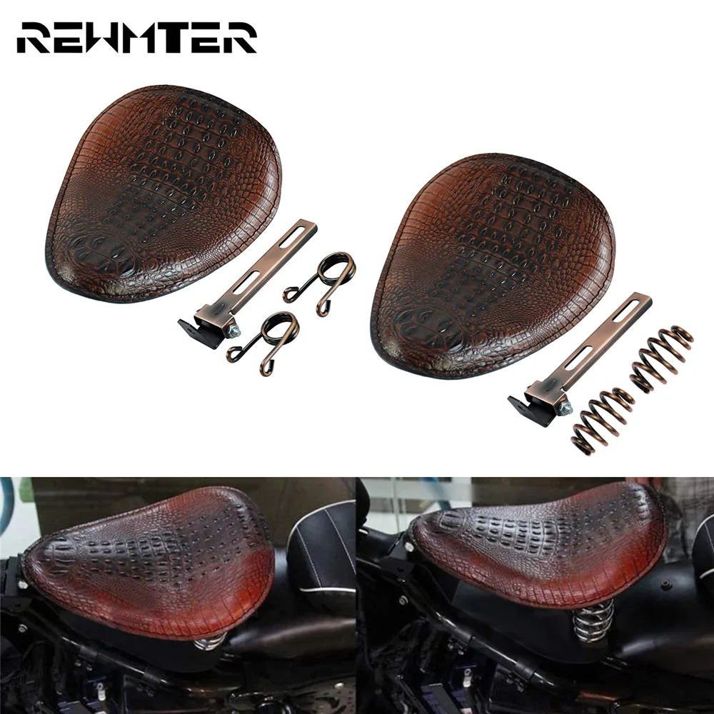

Мотоциклетное сиденье для водителя с пружиной, комплект крокодиловых сидений для Harley Sportster XL 883 1200 Bobber Chopper Touring Dyna Softail