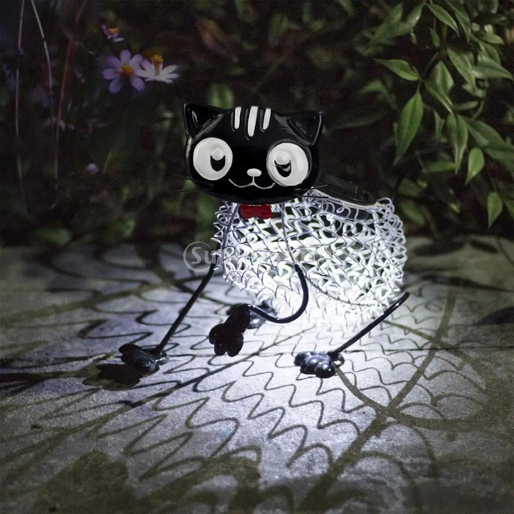 3D Cat Shaped Solar Garden Light, Outdoor Animal Decorative Lawn Patio Lamp, 1.2V