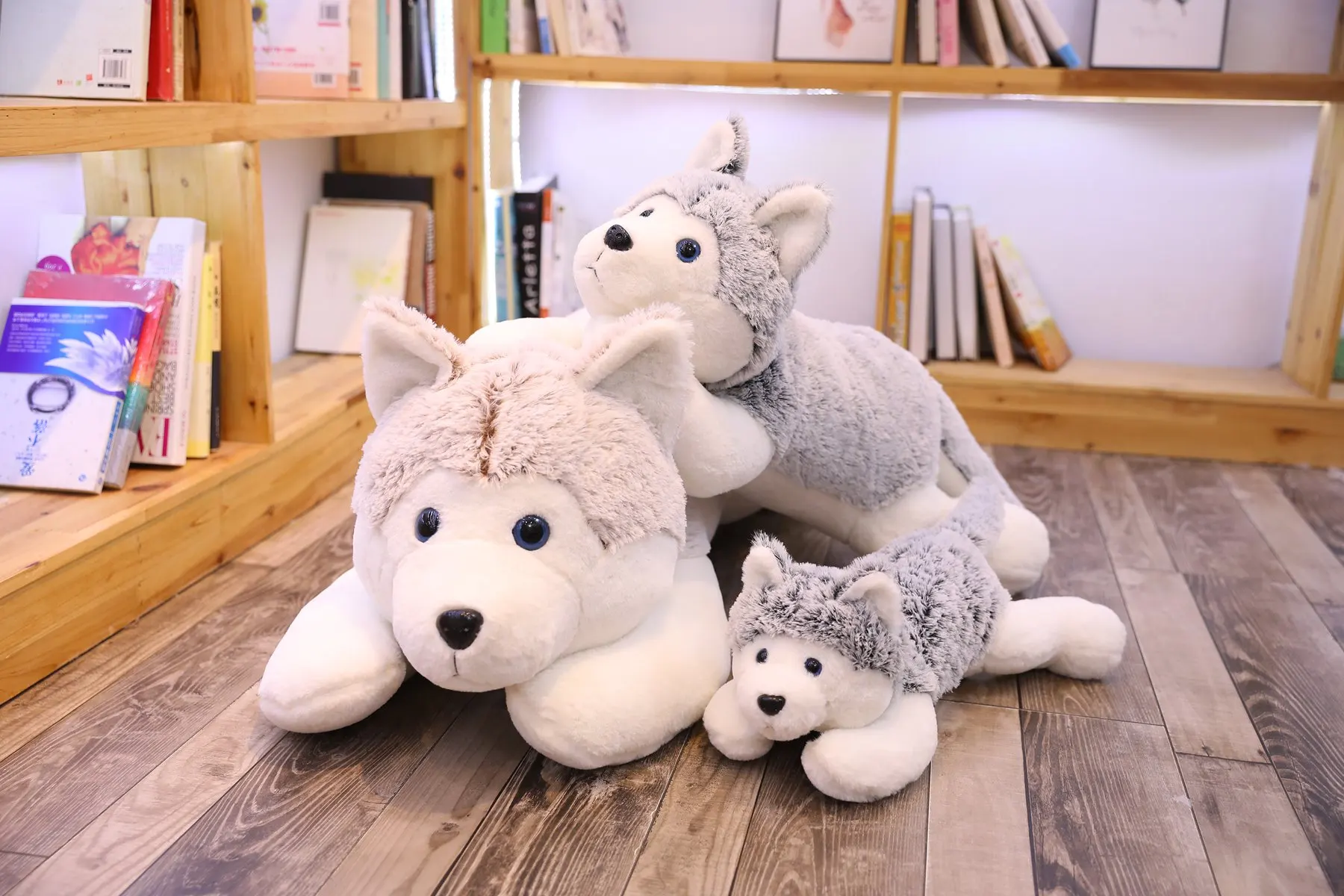 Lovely Simulation Siberian Husky Dog Plush Stuffed Animal Toys Dolls P