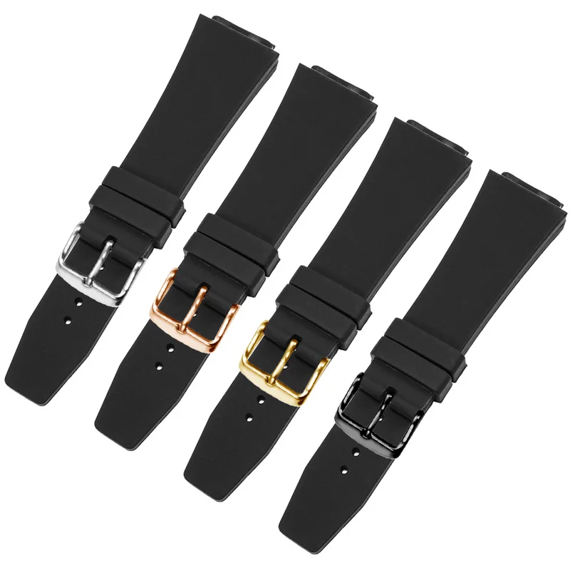 Cinturino Di Ricambio Per Cinturino In Silicone Nero Per Cinturino Di Interfaccia Convesso Impermeabile Sottile Da Uomo Rado True Series 24X18Mm