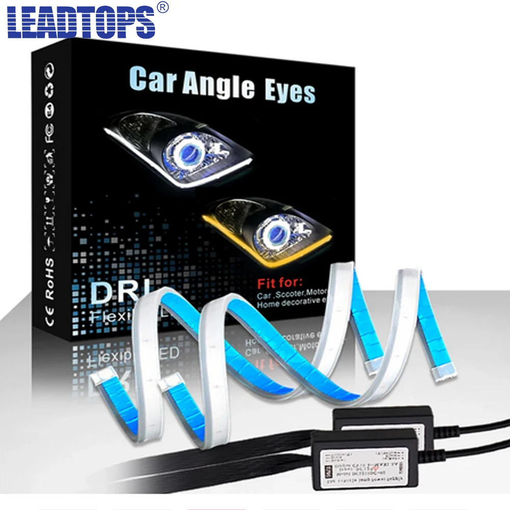 

2pcs Led DRL Daytime Running Lights Turn Signal DRL Led Strip Car Light Accessories Brake Side Lights Headlights For Auto CJ