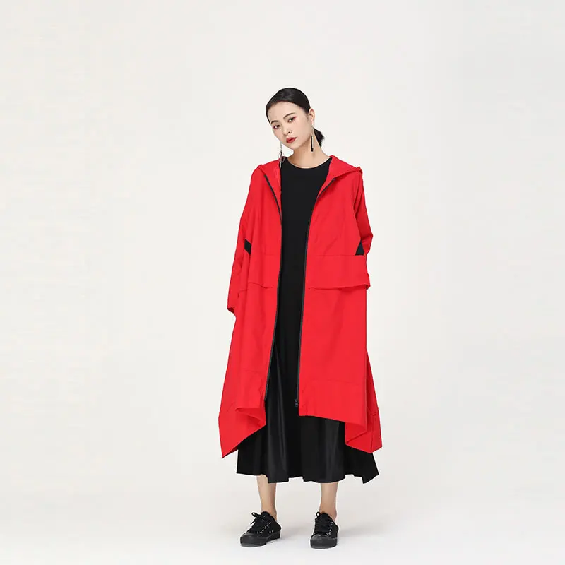 XITAO хит цвет Независимый Дизайн Тренч Женская одежда длинный карман с капюшоном воротник элегантное малое пальто ZYQ2042
