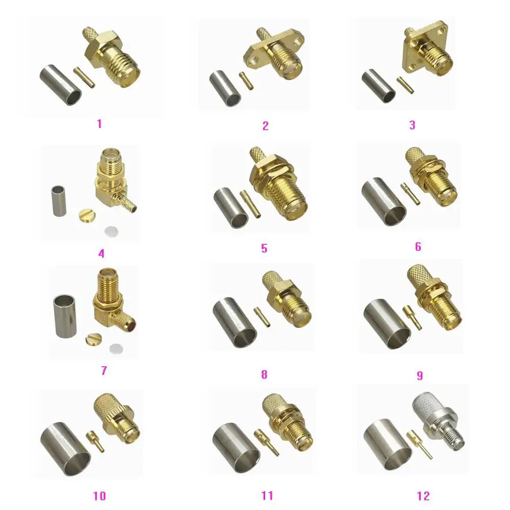 10 шт. SMA женский Джек Обжимные Клещи RG316 RG174 LMR100 / RG58 RG142 LMR195 RG8X LMR240 RG5 RG6 RG8 LMR400 RF