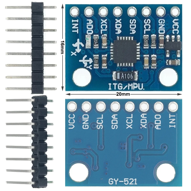 20 шт. Φ MPU6050 3 оси Датчики + акселерометр модуль C74 | Электронные компоненты и