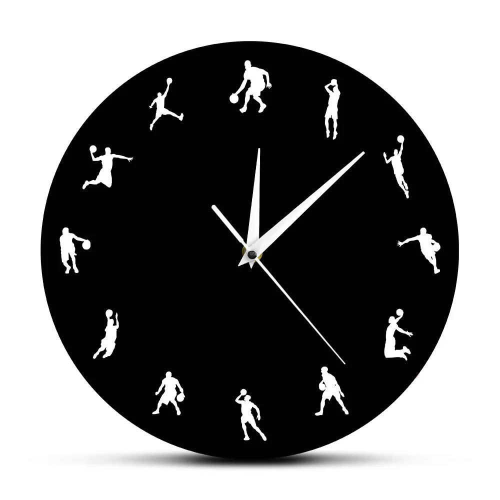 Настенные часы с силуэтом для баскетбола баскетбольные Slam Dunk пост подростков