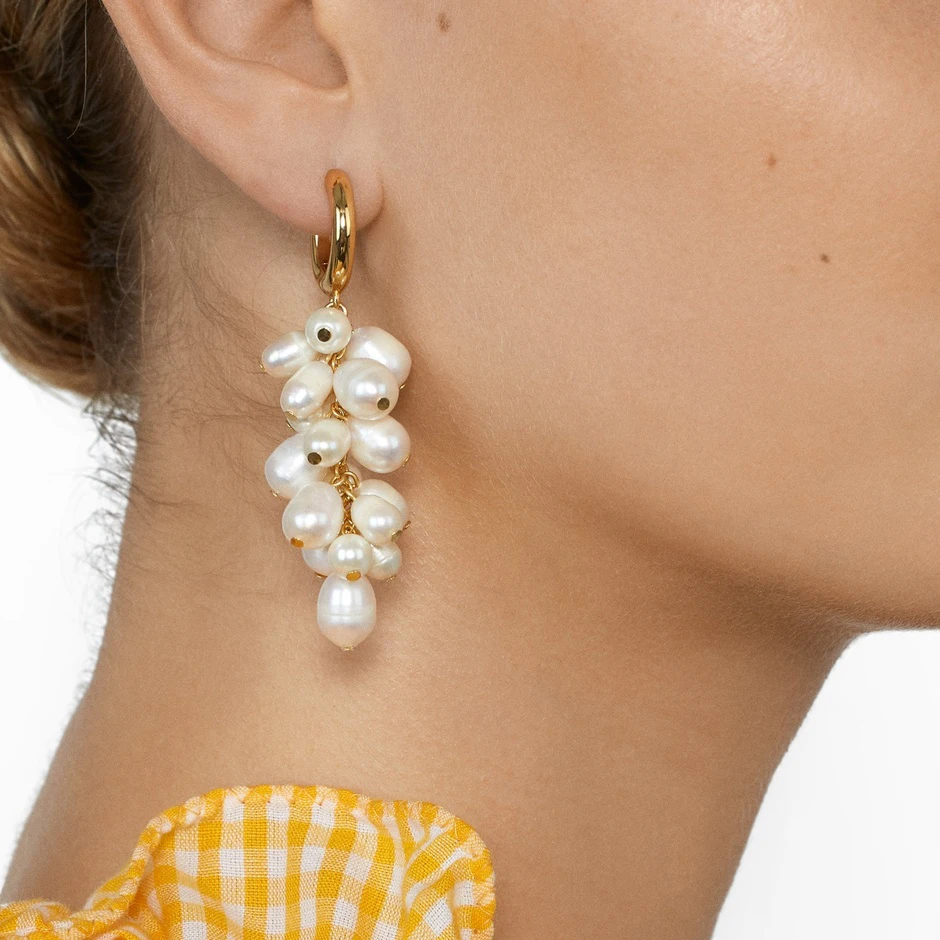 

JUJIA Trendy Natural Pearl Water Drop Earrings For Women Big Dangle Earrings Luxury Handmade Fine Jewelry