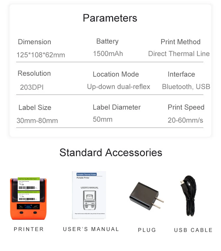 detonador mini impressora térmica portátil multifuncional etiqueta de código de barras fabricante bt