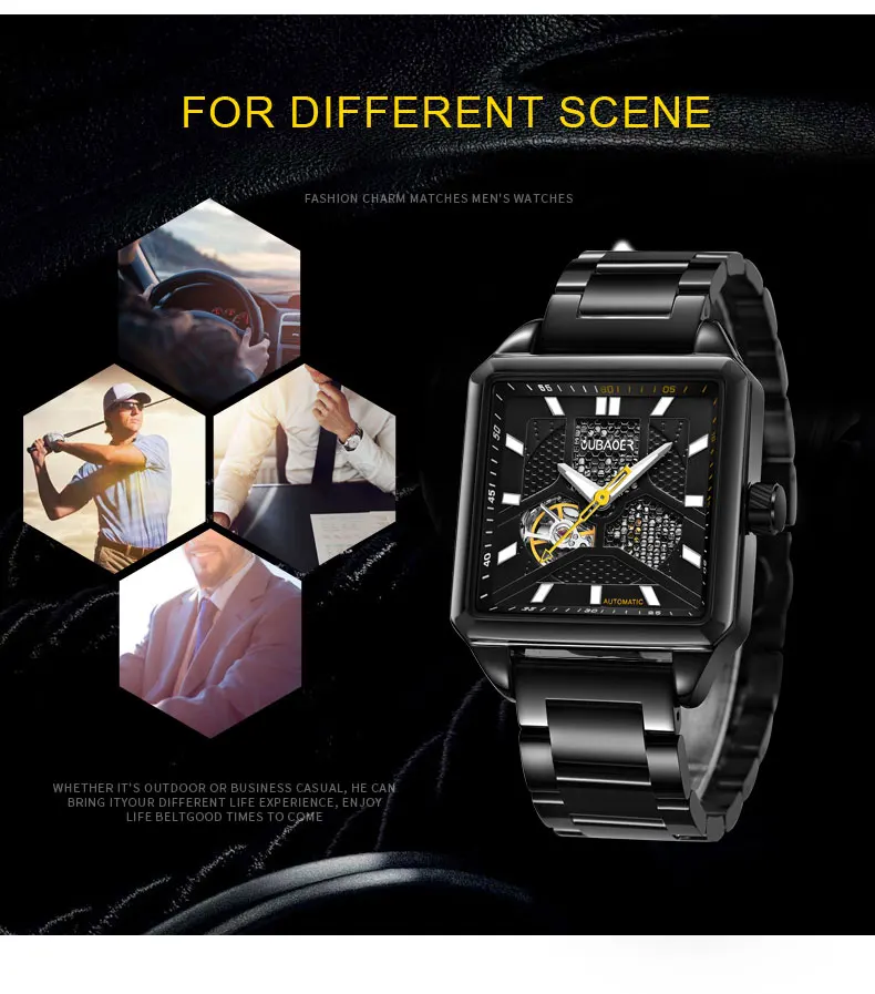 Reloj hombre OUBAOER автоматические механические часы для мужчин Топ Роскошные часы из нержавеющей стали спортивные часы модные деловые наручные часы