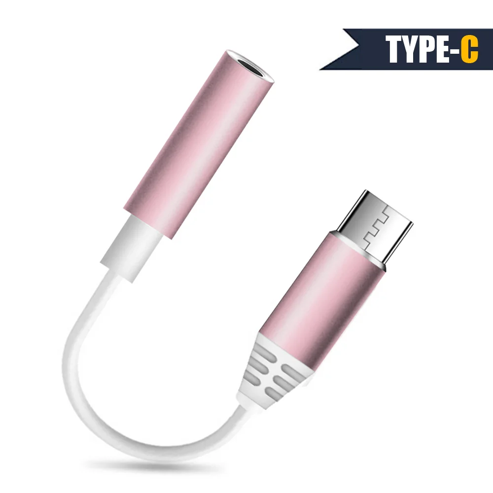 USB C до 3,5 мм разъем для наушников адаптер USB-C папа до 3,5 AUX аудио кабель type C для huawei Xiaomi все type-C адаптер для телефонных звонков - Цвет: pink