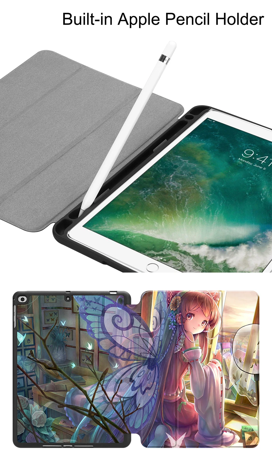 Чехол MTT Anime Girl для iPad 9,7 дюймов TPU мягкая задняя кожаная откидная смарт-крышка для iPad Air 1 Air 2 чехол для планшета держатель для карандаша