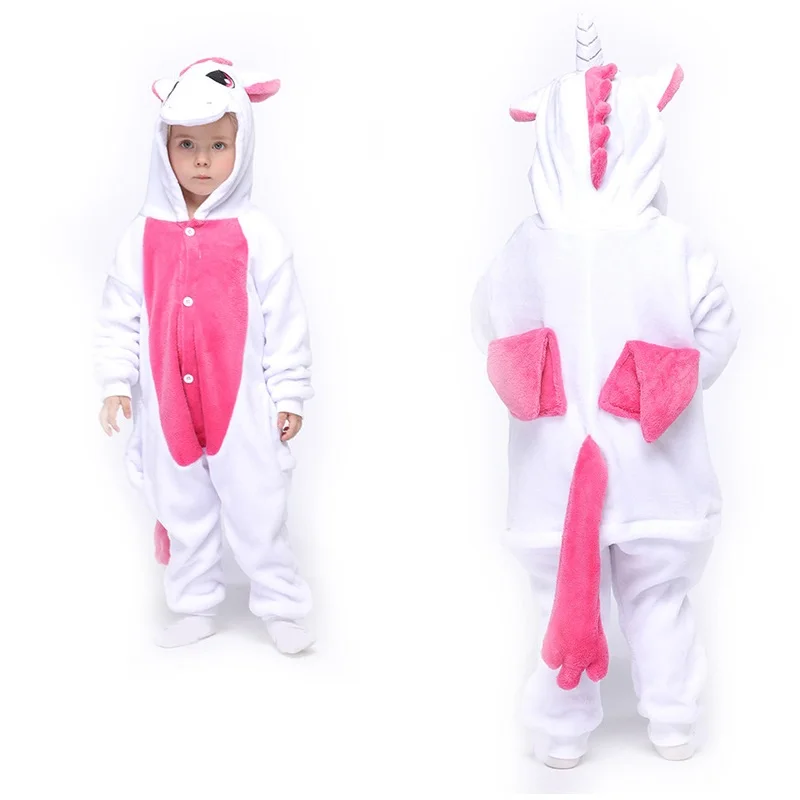 Мягкая фланелевая детская пижама с объемным дизайном единорога, onsie, кигуруми, комбинезон в виде животного, одежда для сна с капюшоном, зимняя Пижама для мальчиков и девочек