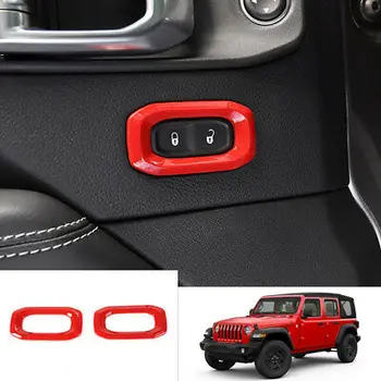 

2* Red Interior Side Door Lock Button Cover Trim For Jeep Wrangler JL 2018-2019