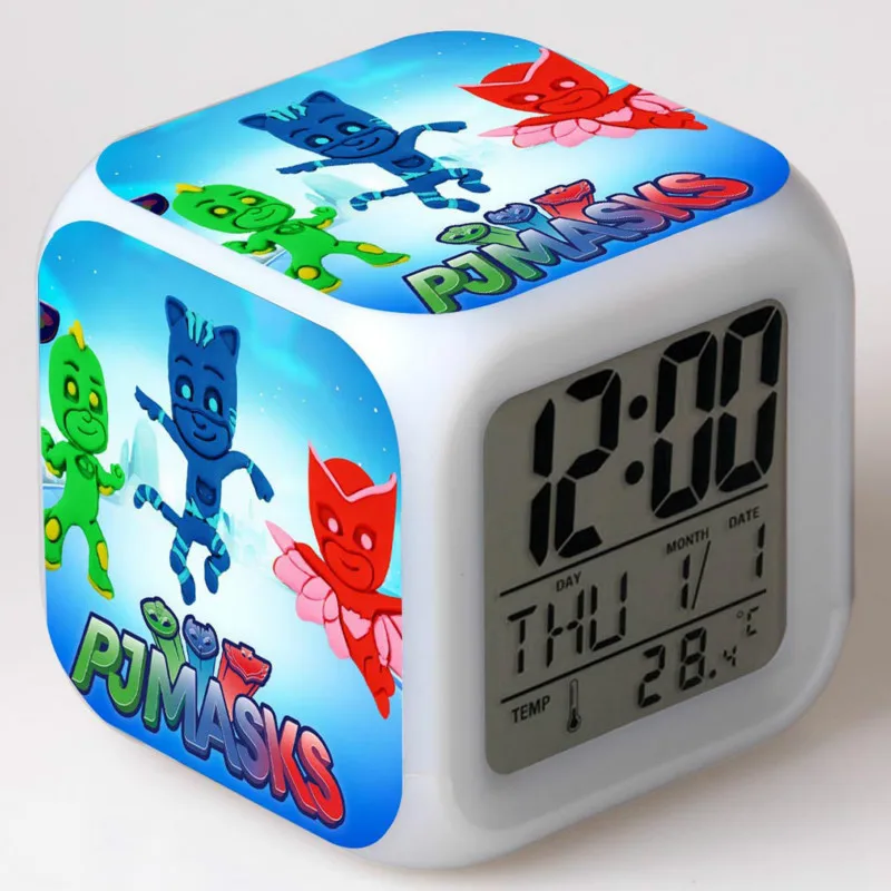 PJ Masks будильник Catboy Owlette Gekko цветной светодиодный Квадратный маленький будильник для детей на день рождения Рождественские подарки 2B48 - Цвет: 1pcs