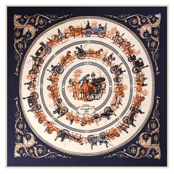 

100*100cm TOP Silk superior Carriage horse Scarves Women Foulard Square Hijab Scarf Ladies Shawl wrap muffler pareo female hijab