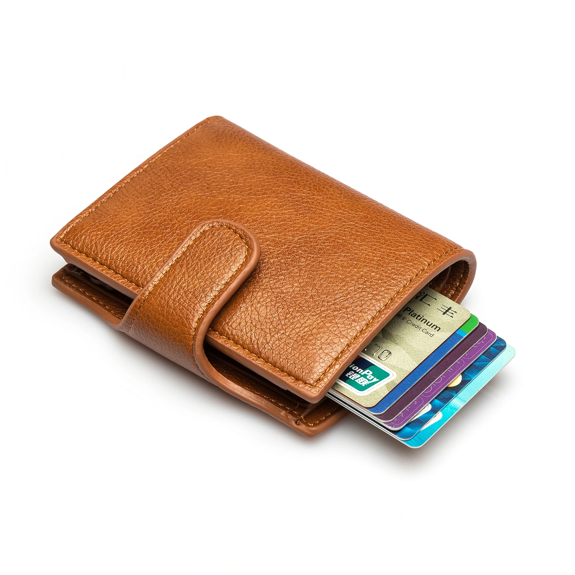 Bycobecy New PU Leather Small Men Card Holder Wallet Women Smart Slim RFID Ladies Card Case Unisex Vintage Solid Money Bag