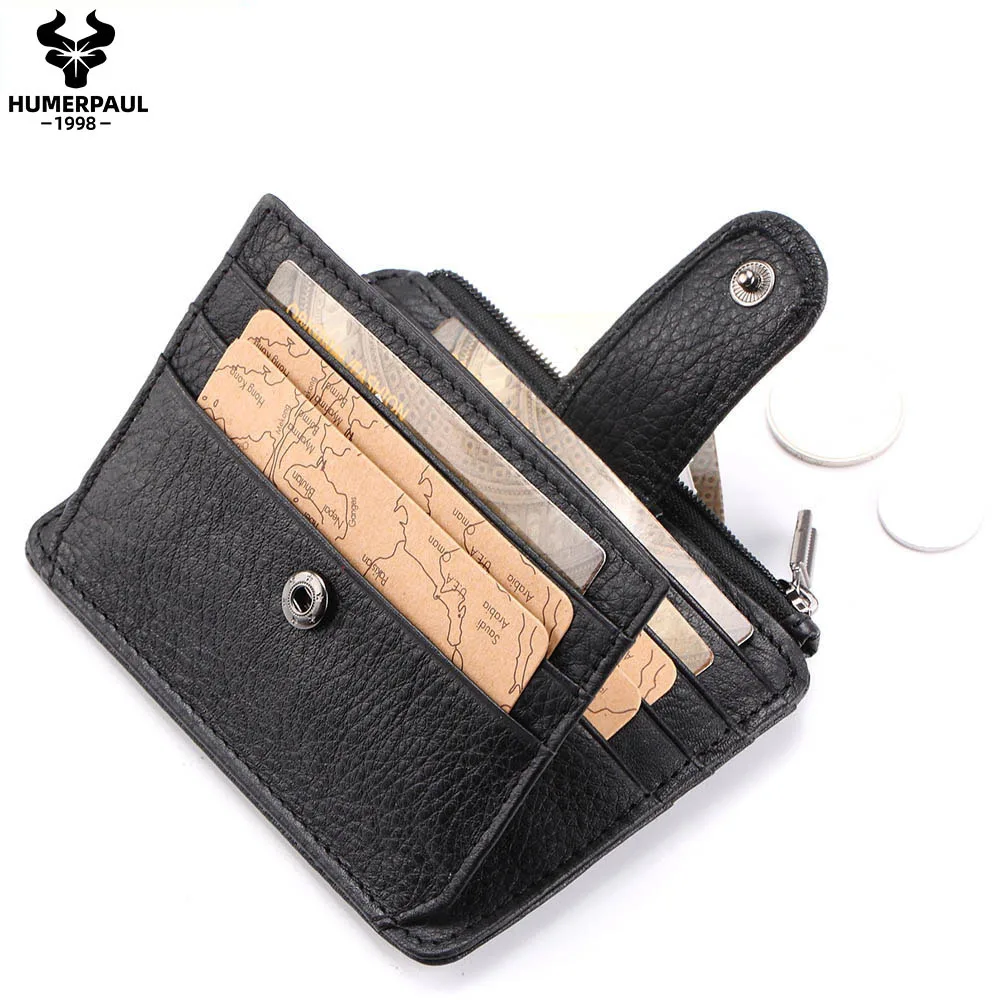 

Slim Genuine Leather Card Holder Capacity Hasp Fashion Women ID Small Card Wallet For Men Quality Mini Coin Purse Minimalism
