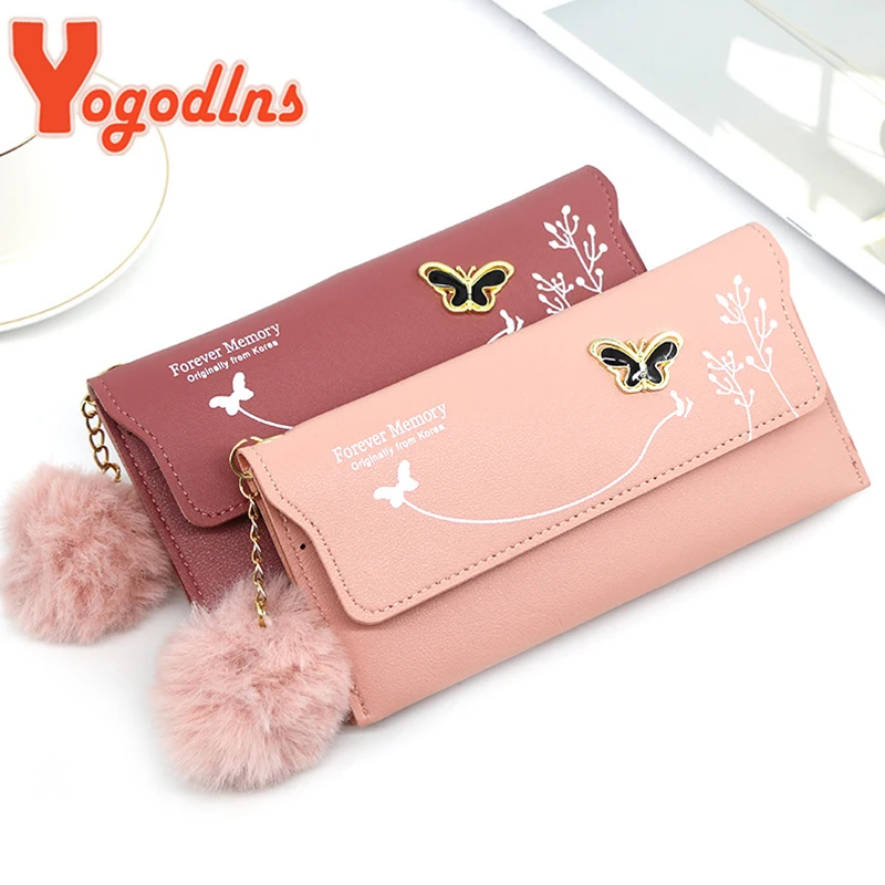 Yogodlns Fashion Butterfly Wallet Women PU Leather Small Clutch Casual Lady Coin Purse Card Holder Female Handbag Shopping Pocke