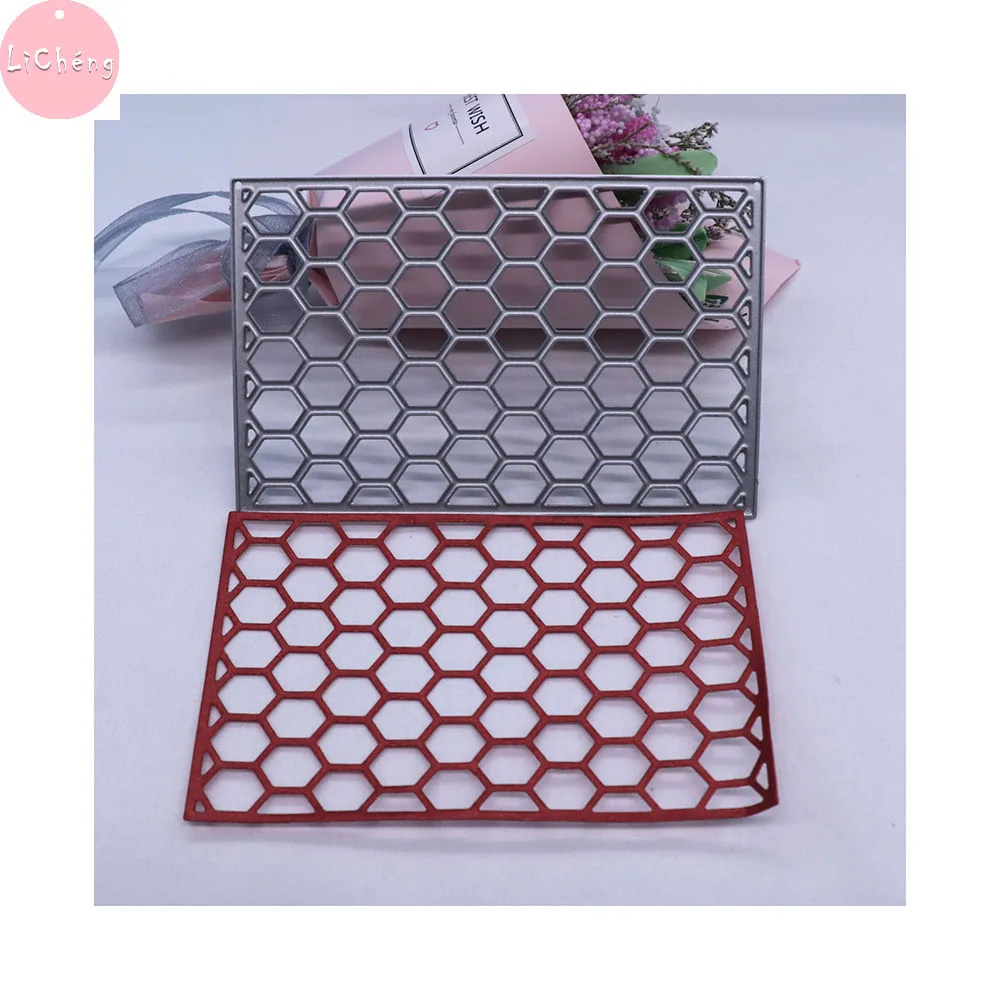 Honeycomb Mesh Frame Slimline Cutting Dies Scrapbooking Embossing Folder Card Making Diy Craft Stencil Metal Die Cut Kraft Paper