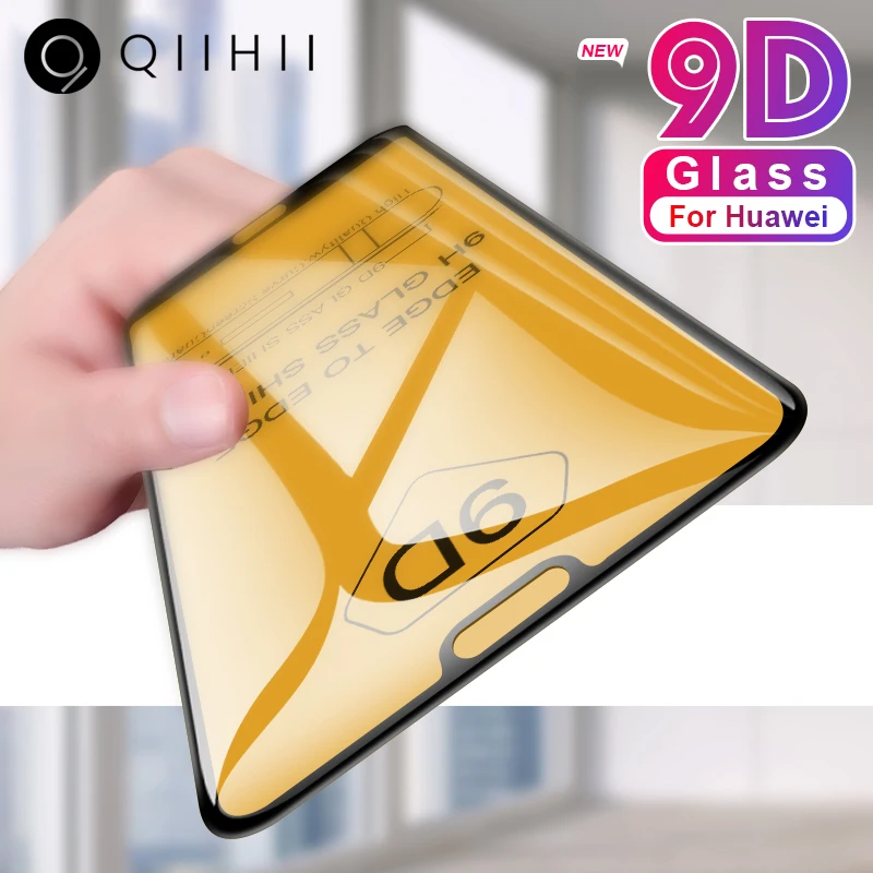 QIIHII 9D Tempered Glass For Huawei P20 Lite Glass P30 Lite P Smart 2019 Screen Protector