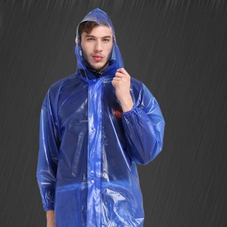 Длинный дождевик пластиковый женский водонепроницаемый мужской пончо