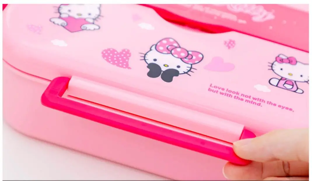 Мультфильм KT Doraemon SUS304 Bento Box фруктовый контейнер для еды и обедов с палкой для еды ложкой