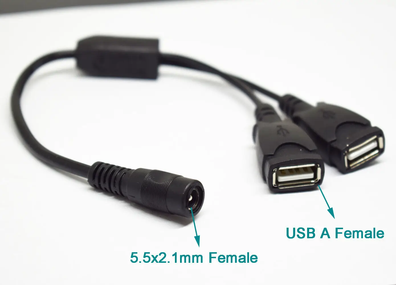 1개 26cm DC 전원 5.5x2.1mm 암-듀얼 USB 2.0 암 스플리터 어댑터 케..